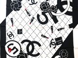 black and white chanel scarf with black and white chanel symbols