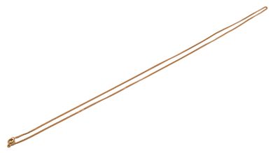 a close up of a long necklace with a gold chain