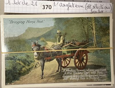 une carte postale représentant un homme dans une calèche