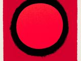 une image représentant un cercle rouge et noir sur fond blanc