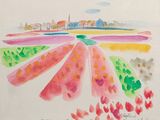 une aquarelle représentant une fleur dans un champ