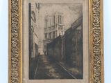 an old picture of a street with a building in the background
