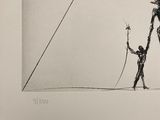 drawing of a man and a woman with a kite on a beach