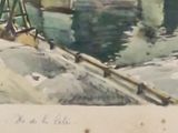 a picture of a watercolor painting of a boat in the water
