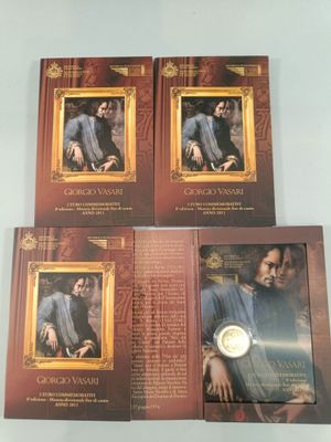 "NUMISMATIQUE - 4 livrets de 2 EURO COMMEMORATIFS G. VASARI …