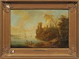 une image représentant un tableau où l'on voit un homme et une femme dans un bateau sur une rivière