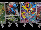 quatre types différents de cartes Pokémon à la suite