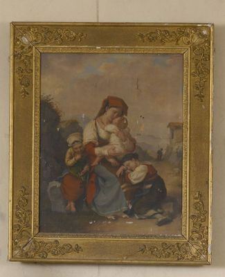 une photo d'un tableau représentant une femme tenant un enfant dans ses bras