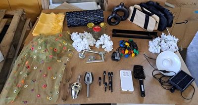 a table that has a bunch of items on it