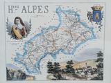 une vieille carte de la France sur laquelle figure l'image d'un homme tenant une épée