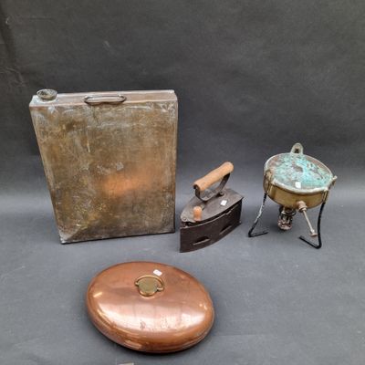 [ARTS POPULAIRES] Lot comprenant : 1 grande bouillotte recta…