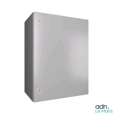 an image of a silver metal enclosure with a white background