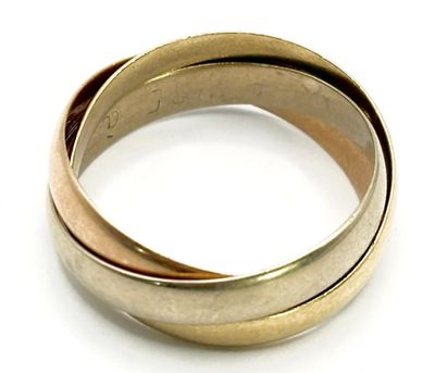 Une alliance 3 ors 18K 750ml triple anneau, un anneau est gravé à l'in - Photo 1