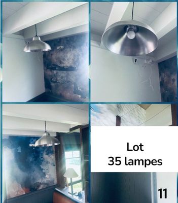 a series of photos of a room with a lot of lamps