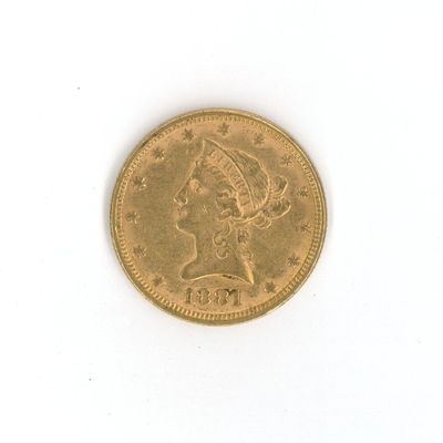 une image d'une pièce d'or sur une surface blanche
