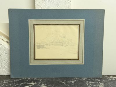 une image représentant une photo d'un château dans un cadre bleu