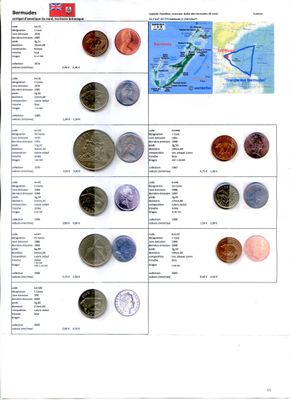BERMUDES. 9 pièces différentes ; CARAIBES de L'EST.