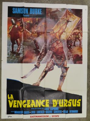 an old movie poster of a man on a horse holding a sword