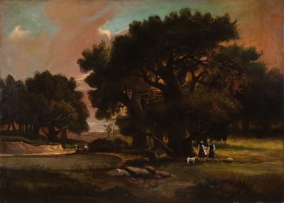 an image of a painting of a group of people in a field