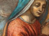 an image of a painting of a woman holding a dove