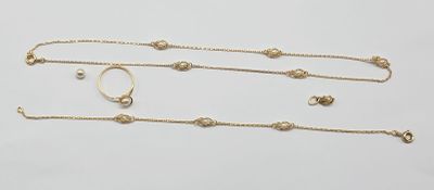 a collection of jewellery including a necklace, bracelet and ring
