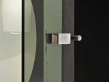 a close up of a door handle on a glass door