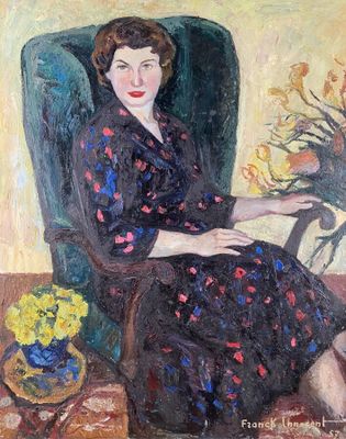 Franck INNOCENT (1912-1983). Portrait de femme. Huile sur to…