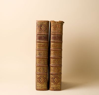 deux vieux livres posés l'un sur l'autre sur une table