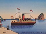 une image d'un tableau représentant un bateau sur l'eau
