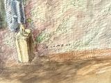 a picture of a painting on the wall of a bathroom