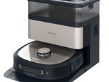 an image of a black and silver coffee machine on a white background
