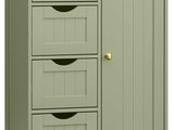 an image of a green cabinet with drawers and drawers
