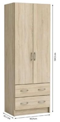 les dimensions d'une grande armoire en bois comportant des tiroirs et des tiroirs