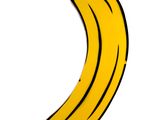 a close up of a banana on a stand on a white background