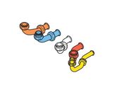 trois types différents de tuyaux et de raccords sur fond blanc
