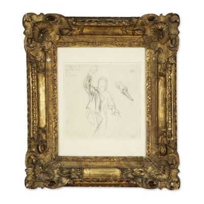 le dessin d'une femme dans un cadre doré sur fond blanc