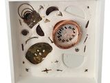 la photo d'une photo représentant une horloge dans un cadre-vitrine