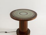 an image of a table with a glass top and a wooden base