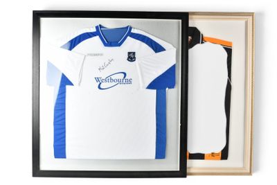 framed football shirt and jersey display in a shadow box