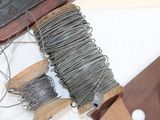 a pair of scissors and a spool of thread next to a pair of scissors