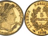une pièce d'or ornée d'une tête de femme