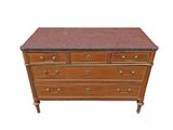 an image of a wooden dresser with a marble top