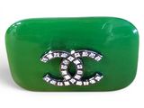 chanel green crystal cc logo belt buckle