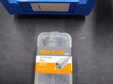 a plastic container with screws and a plastic container with screws on a table