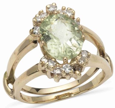 Bague EN OR Jaune 14k, Citrine, Diamants