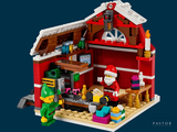 a small lego house with a santa clause in it