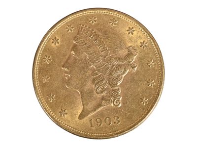Pièce de 20 U.S dollars en or jaune, 1903. Petites usures. - Photo 1