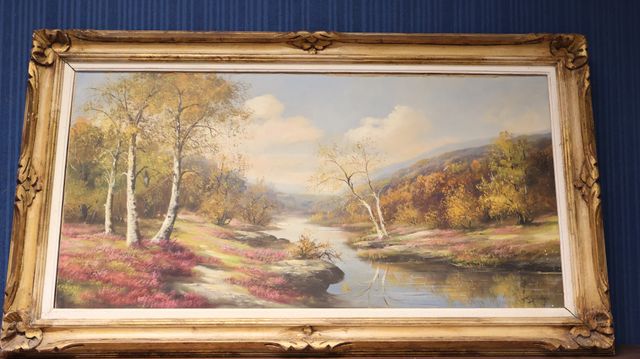 GRISELAY : « bord de rivière » huile sur toile signée en bas à dr...