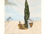 un tableau représentant une femme assise dans un bateau sur la plage