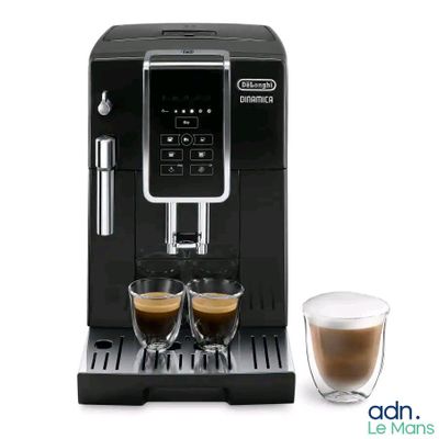 une image représentant une machine à café avec deux tasses de café à côté